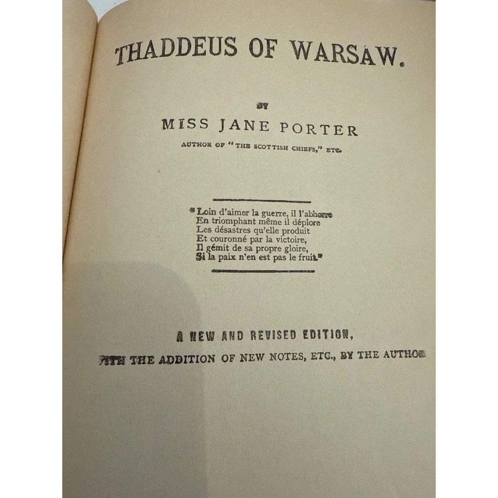 Thaddeus of Warsaw Jane Porter‎ Antique 1904 Pictorial Hardcover MA Donohue Co